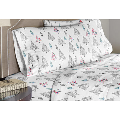 Pointehaven 180 GSM Printed Flannel 100% Cotton Deep Pocket Sheet Set