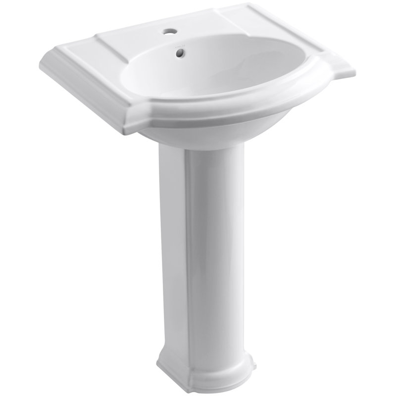 Devonshire Ceramic 25" Pedestal Bathroom Sink with Overflow, Black Black, Single Hole Faucet