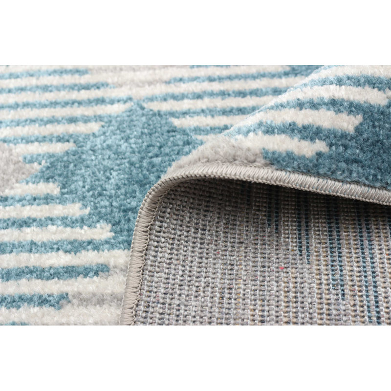 Tapis de couloir gris / bleu en polyester tissé à plat 2 pi 6 po x 8 pi Mazuri, Tapis de couloir 2 pi 6 po x 8 pi