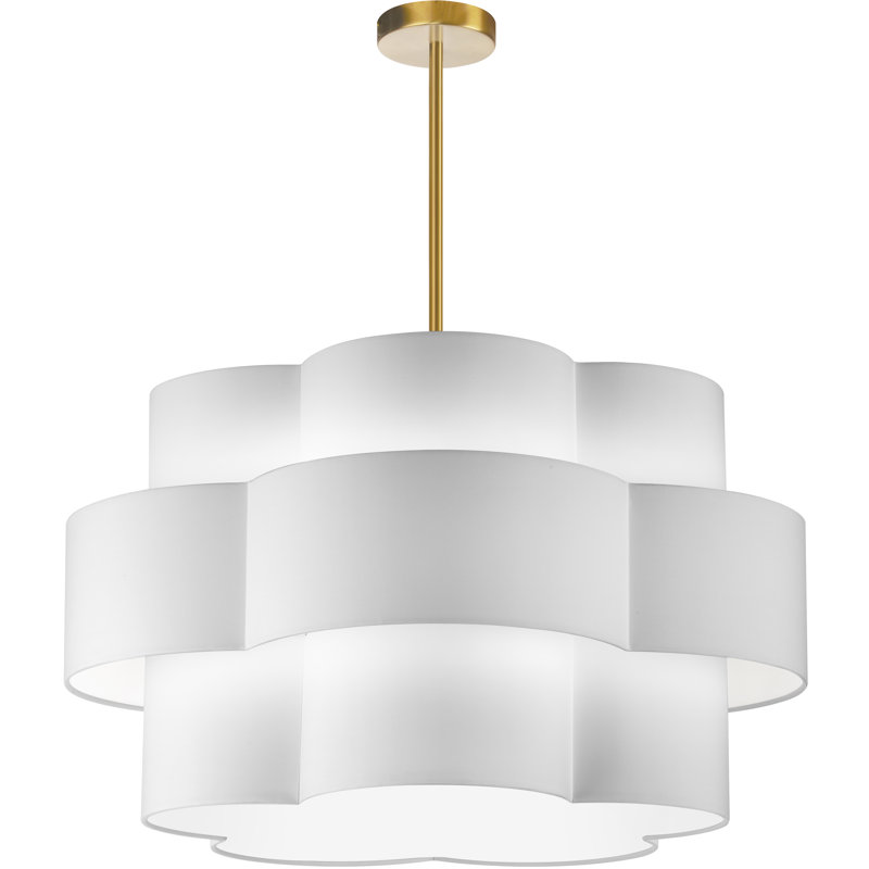 Lustre incandescent 4 lumières, noir mat avec abat-jour blanc, Blanc, Noir mat