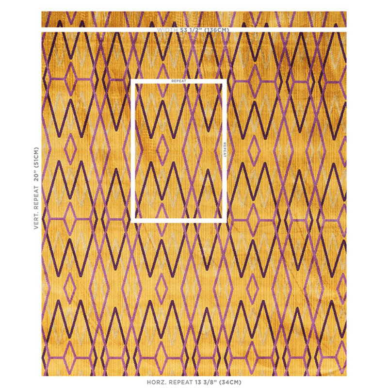 Schumacher x Neisha Crosland Kyoto Trellis Fabric, Saffron