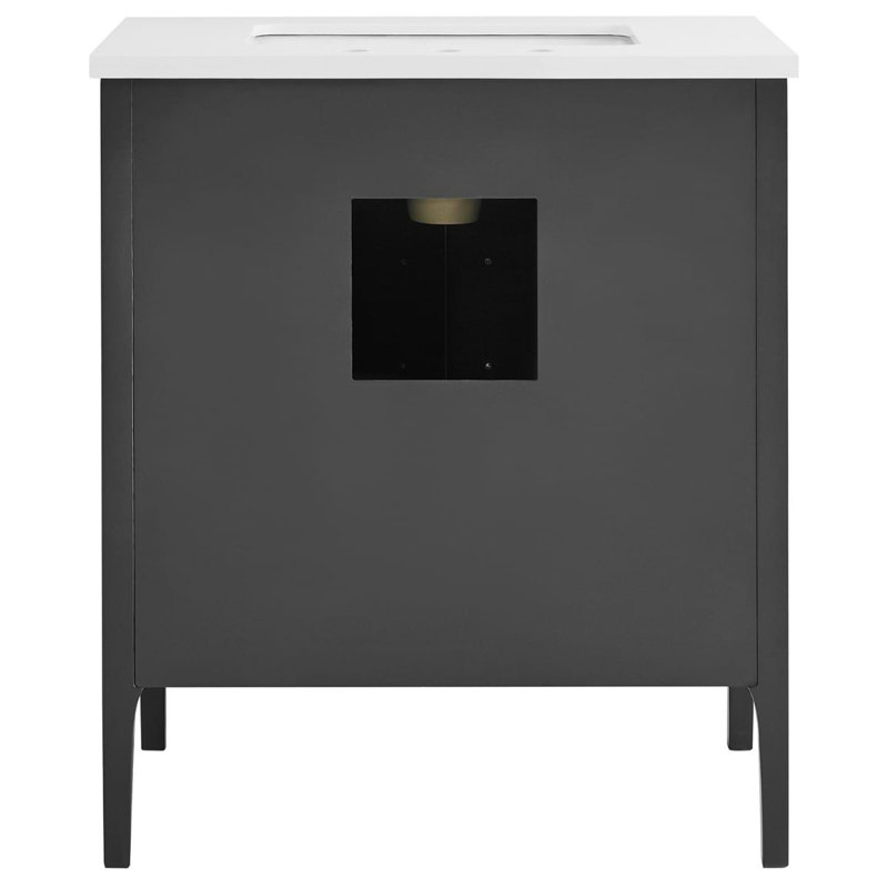 Province 30" Freestanding Standard Single Bathroom Vanity with Top, Black, Gold