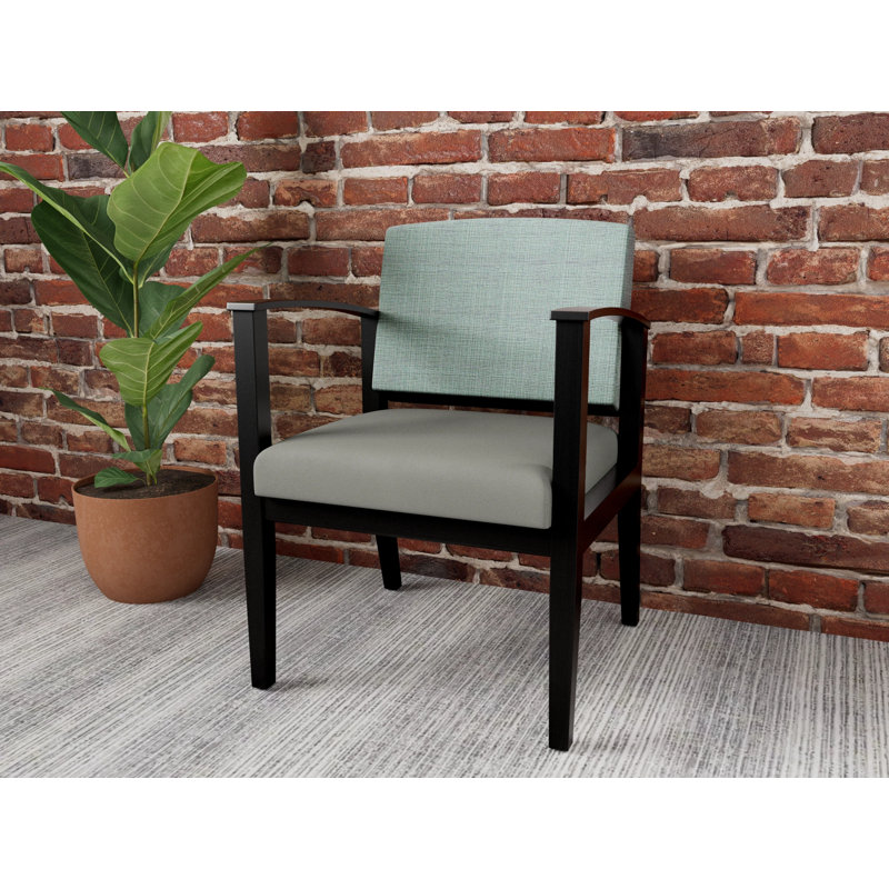 Chaise d’appoint ou d’invité amherst, Noir, Chambray écume de mer / Patriot Plus colombe