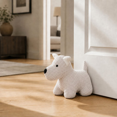 Butoir de porte pour chien, support de plancher décoratif Boucle lesté pour l'intérieur, crème