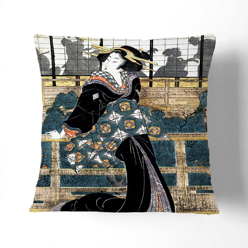 Entertainer by Eizan Kikukawa Cushion with Filling, 40cm H x 40cm W x 15cm D, Dark Blue