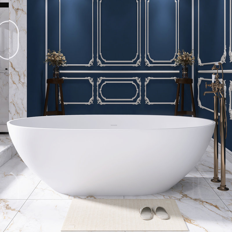 70.87'' x 35.43'' Freestanding Soaking Solid Surface Bathtub