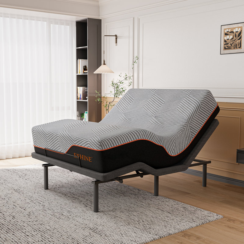 E3100 Adjustable Bed with 14" Mattress, Zero Gravity, Massage, Wireless Remote, App Control, Underbed Light, USB Ports, Queen