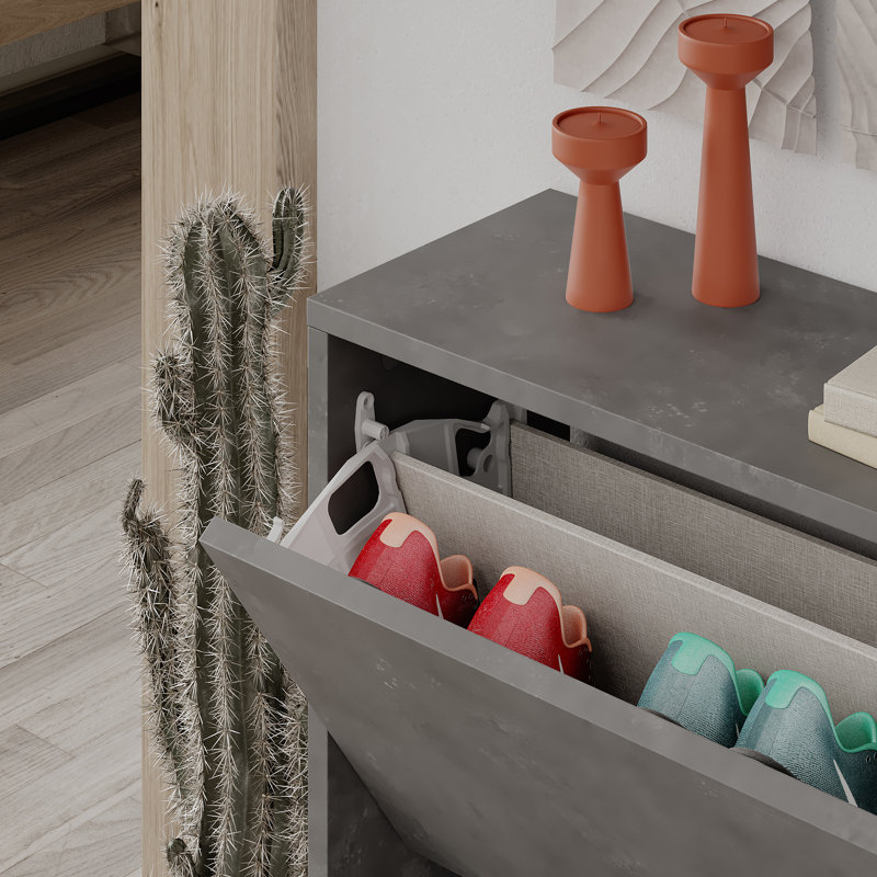 4 Pair Stackable Shoe Storage, Retro Gray