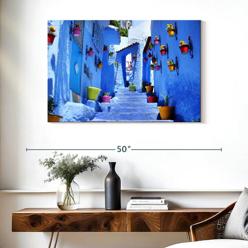 Ravi Chefchaouen Stairway, 26" H x 39" W