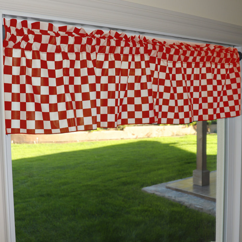 Cantonnière à damier, 58" W x 18" L, Red/White