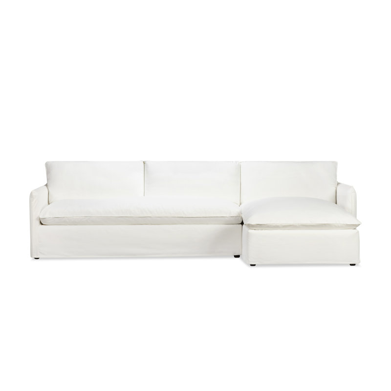 Canapé modulaire 2 pièces Bellatrix, Toile blanc cassé Bayou, Orienté à droite