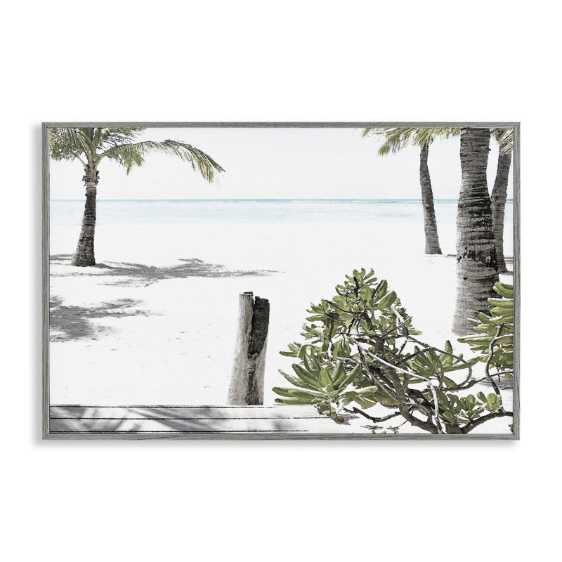«Shoreline Palms Landscape», estampe numérique, design par Noah Bay, H 16 po x l 24 po, Estampe numérique Farmhouse