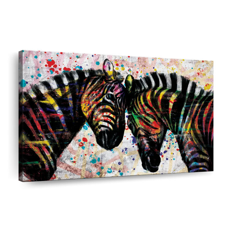«Paint Splash Zebras», reproduction sur toile tendue, H 8 po x l 12 po x P 1 po