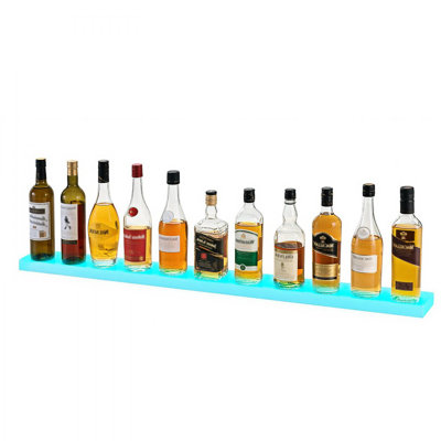 LED Lighted Liquor Bottle Display, 1-Tier Whiskey Rack, Supports USB, Illuminated Home Bar Shelf with RF Remote & App Control, 7 Static Colors, Acryli by Mercer41