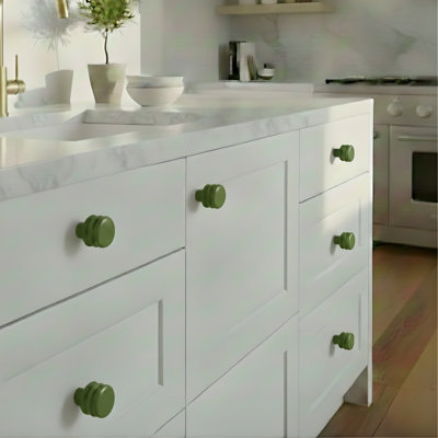 Bouton d'armoire à nid d'abeilles ROUS Hardware - Aluminium massif, olive (vert)