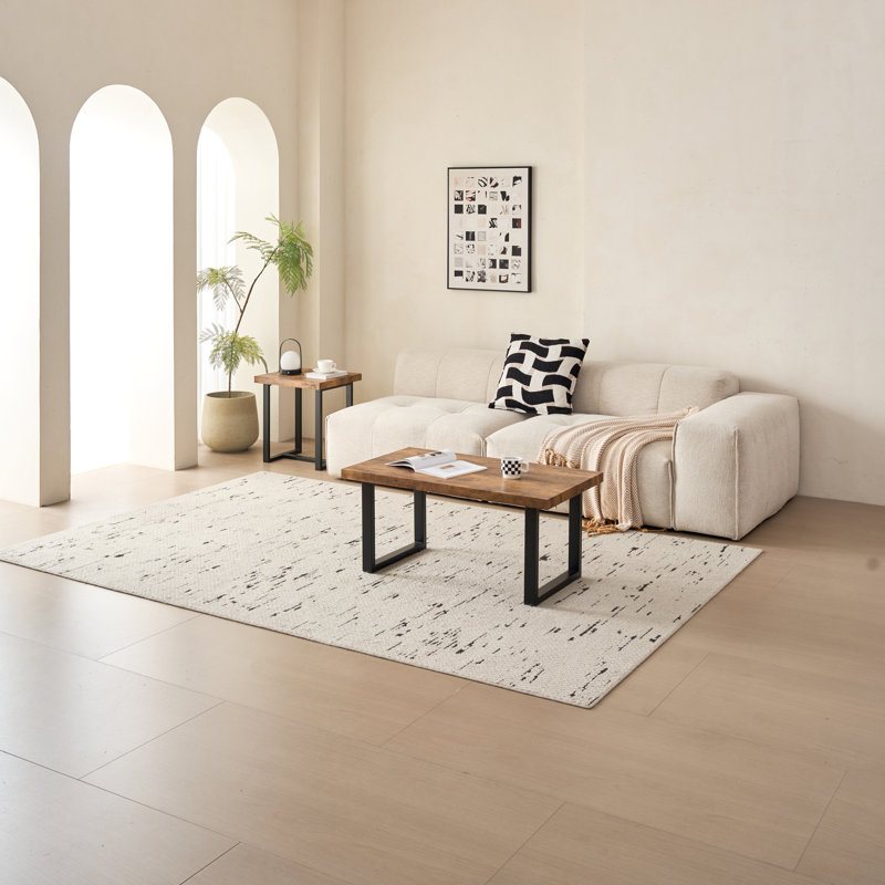 Table basse en panneau de fibres à densité moyenne avec pieds en métal