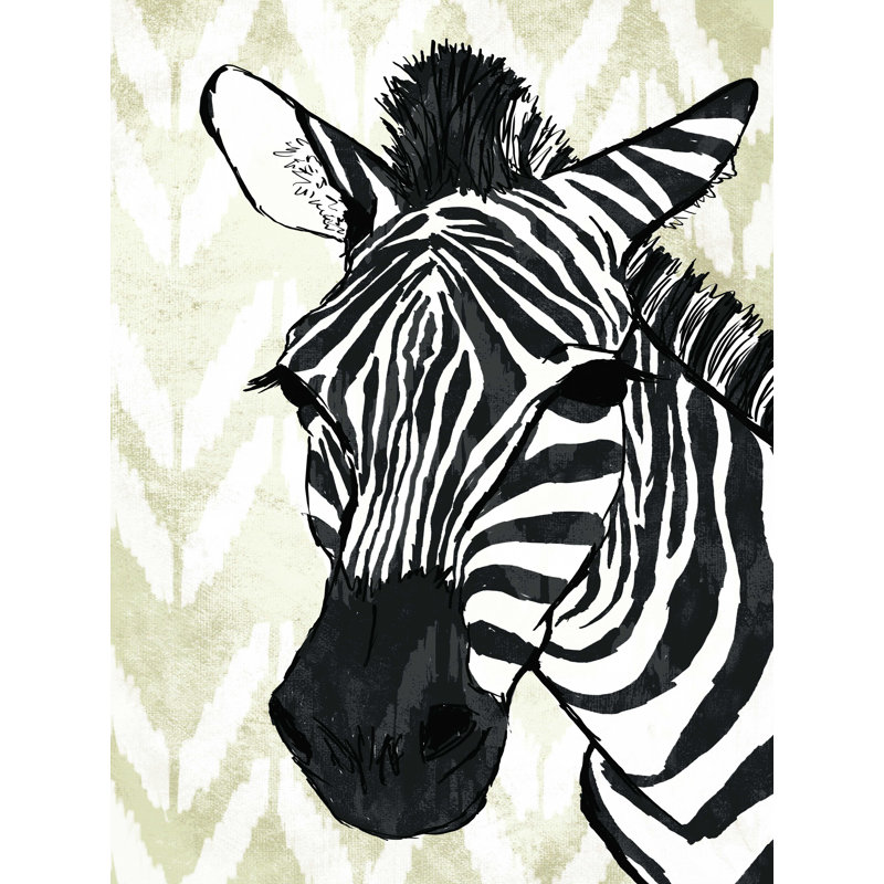 Classy Zebra - reproduction sur toile tendue, H 32 po x l 24 po, Gris/Ivoire