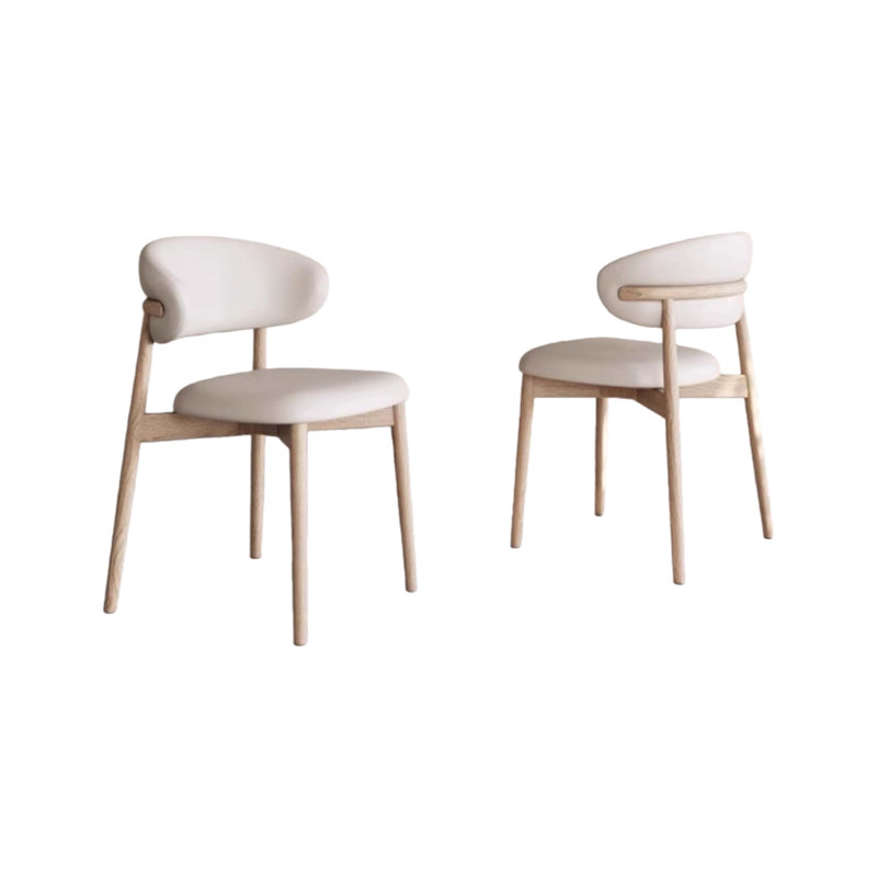 Modern solid wood upholstered leather-like dining chair