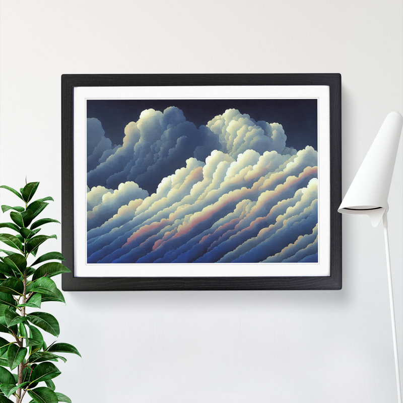 Fancy Cloudy Sky - Single Picture Frame Painting, 46cm H x 64cm W x 2cm D, Black