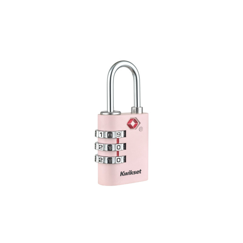 Cadenas à combinaison Kwikset homologué TSA pour bagages, 3 chiffres, corps rond, diamètre 3 cm, 1 unité, rose