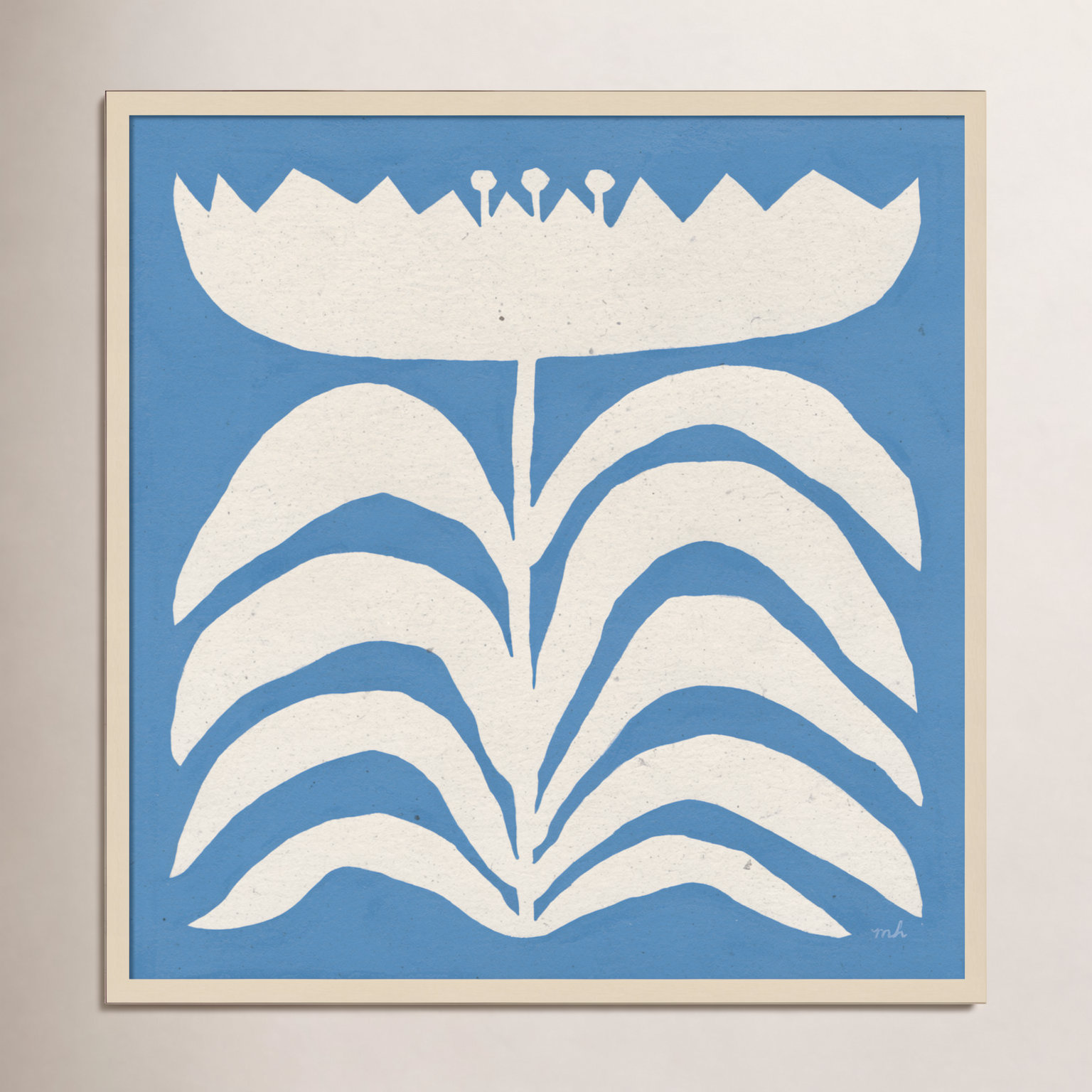 Delighted Floral II Blue Print, Brown, 33" H x 33" W x 1" D