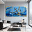 Anchor Chain Waves Gold Blue Ocean, ensemble de 3 impressions sur toile-1357824321
