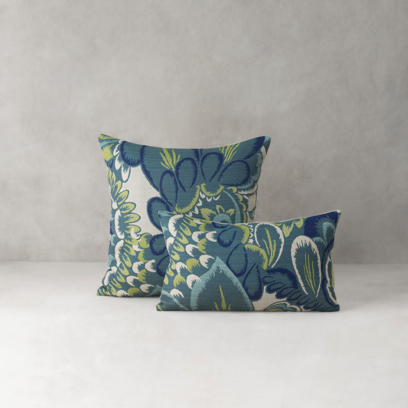 Floral Wave Lumbar Outdoor Rectangular Sunbrella® Pillow Cover & Insert