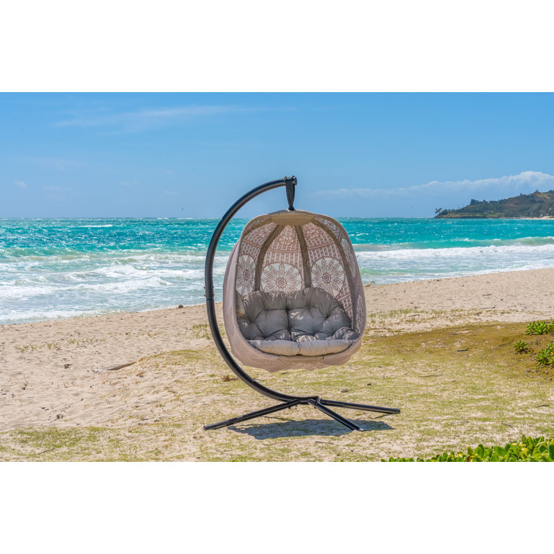 Balancelle avec support Egg Chair, Brun clair