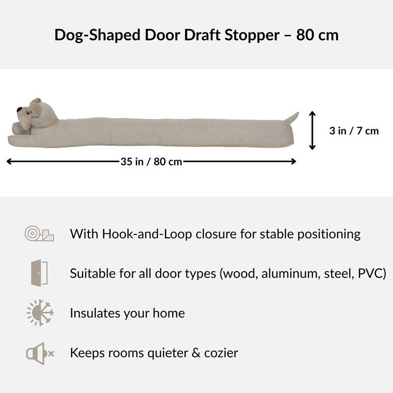 Dog-Shaped Draft Stopper 35”, Beige