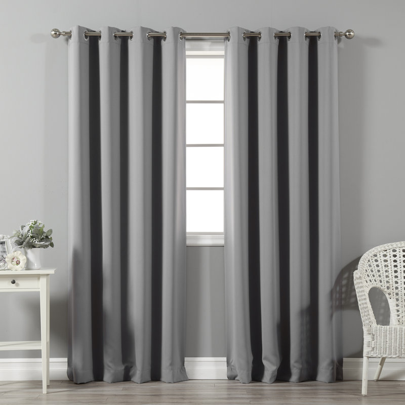 Schaeffer Solid Blackout Thermal Grommet Curtain Panels, 52" W x 96" L, Gray