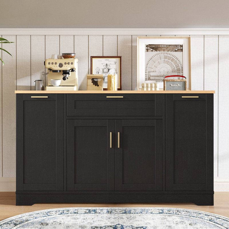 Mayrani 53.7" Kitchen Island, Black