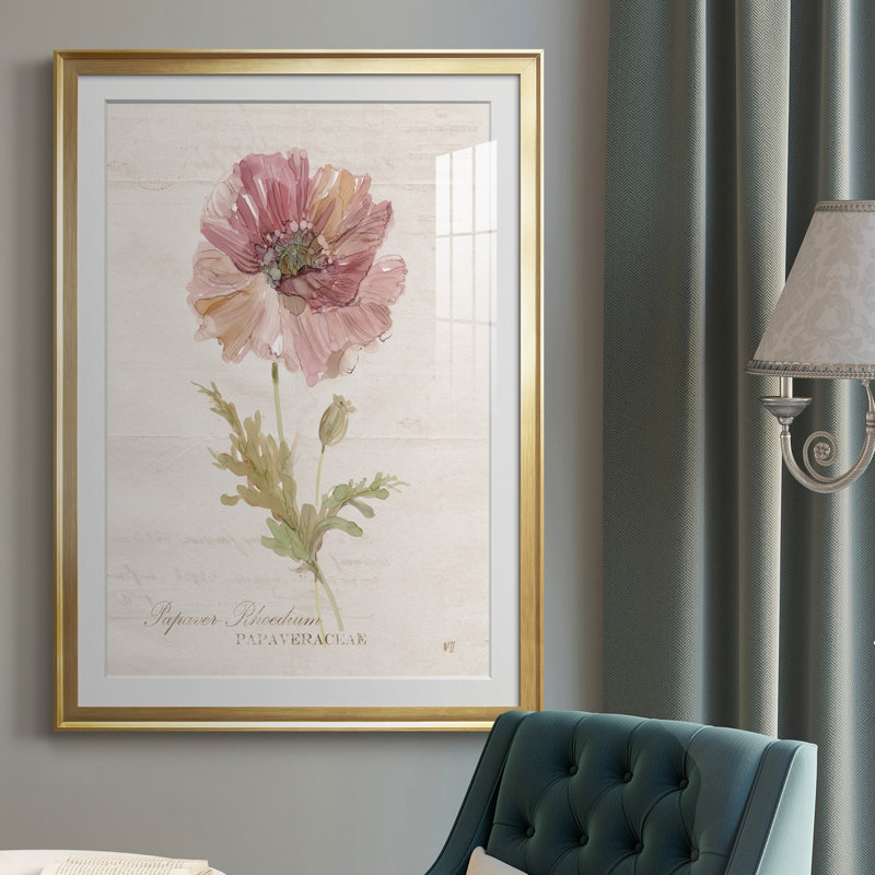 Soft Poppy - peinture sur toile encadrée, Or, H 36,5 po x l 26,5 po x P 1 po