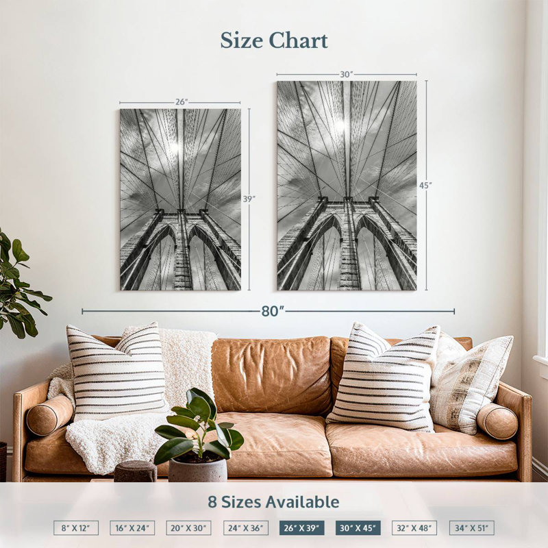 Lilie Brooklyn Bridge Structure Sky View, 39" H x 26" W