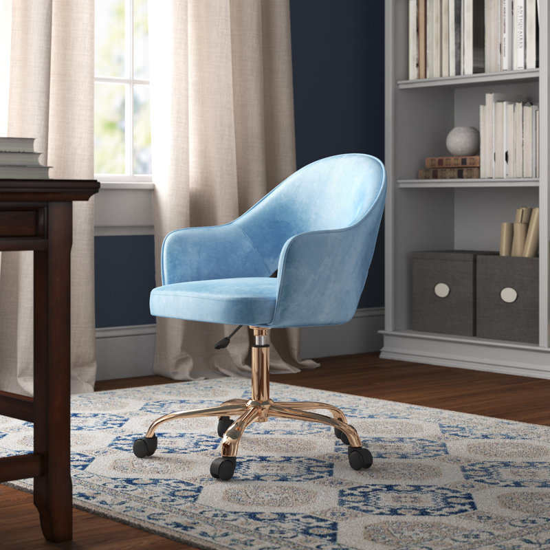 Velvet Office Chair, Aqua