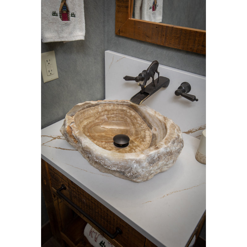 Lavabo vasque de salle de bain en pierre 20 po gris / crème