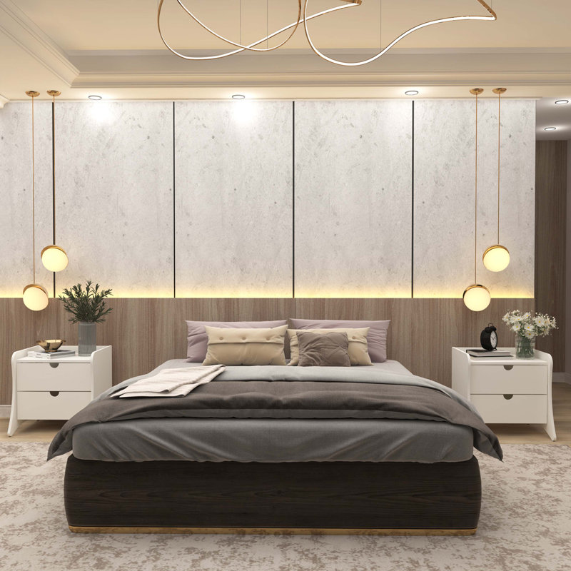 Coney Mid-Century Modern 2-Drawer Nightstand, White, Set of 2