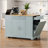 Fluted Kitchen Island With Trash Can Storage Cabinet, Power Outlet, Internal Storage Rack, Rolling Kitchen Islands On 5 Wheels With 3 Drawer, 3 Open Side Racks For 10 Gallon Garbage Bin-1023820523