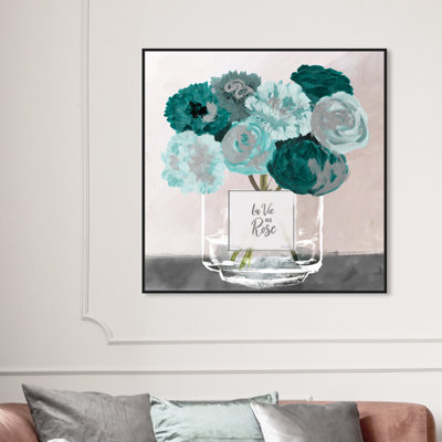 La vie en rose argent - peinture sur toile