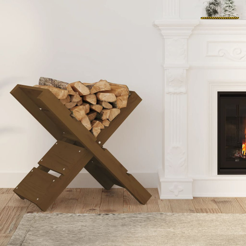 47cm W Solid Wood Log Rack, Honey Brown