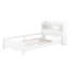 Lit plateforme simple en bois avec tête de lit avec rangement, lumière DEL intégrée et garde-corps de sécurité, aucun sommier requis, blanc-118614547