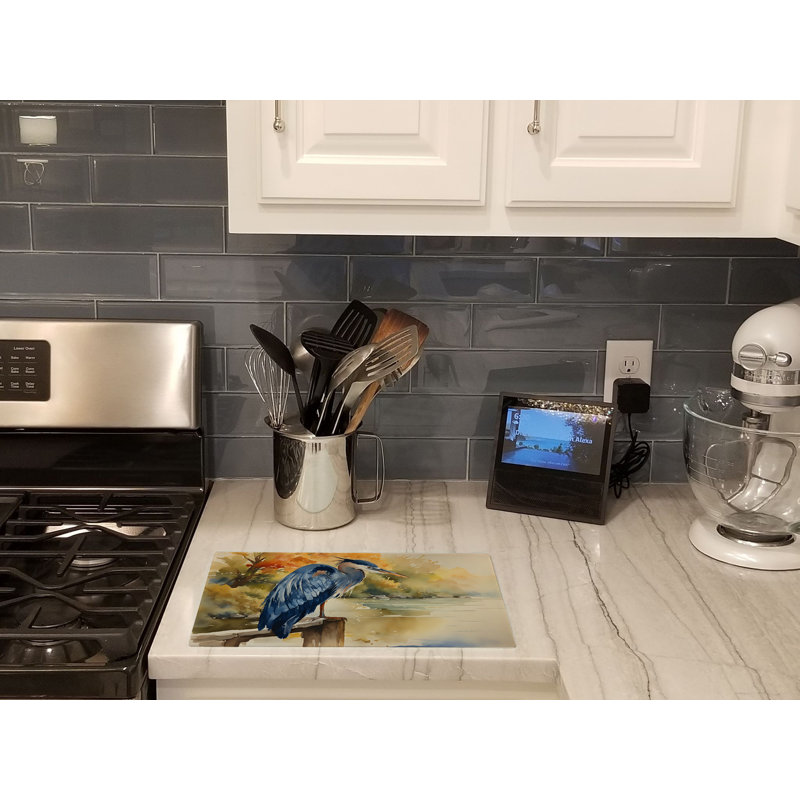 Blue Heron Glass Cutting Board Large