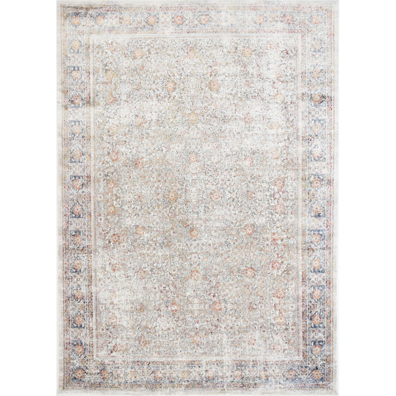 Luxurious Beige and Blue Viscose Rectangular Area Rug
