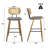 26" Modern Upholstered Low Back Rattan Wood Counter Height Stool-94718924-94718928-87883306