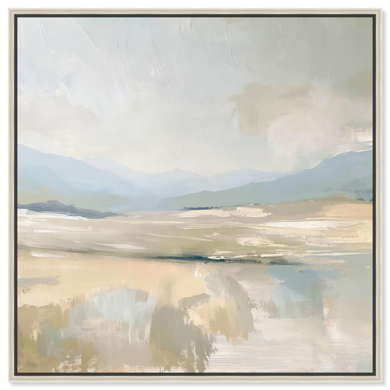 «Whispering Valleyys II», toile, paysage abstrait par Art Remedy, Encadrement argenté, H 25 po x l 25 po x P 2 po