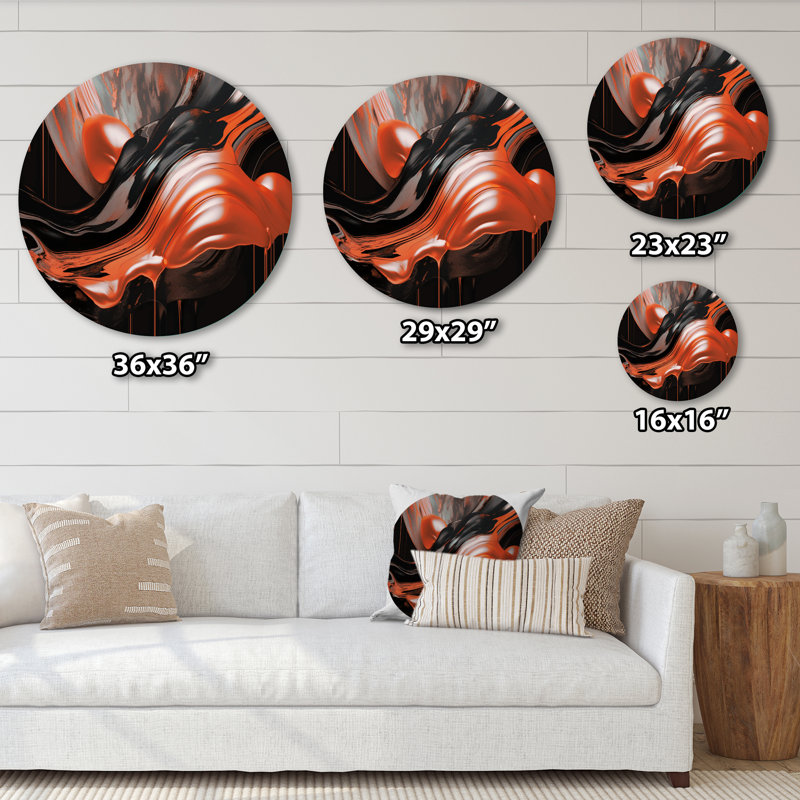 Captivating Marble Ii - Décoration murale abstraite sur métal, L 29 po x H 29 po, Orange