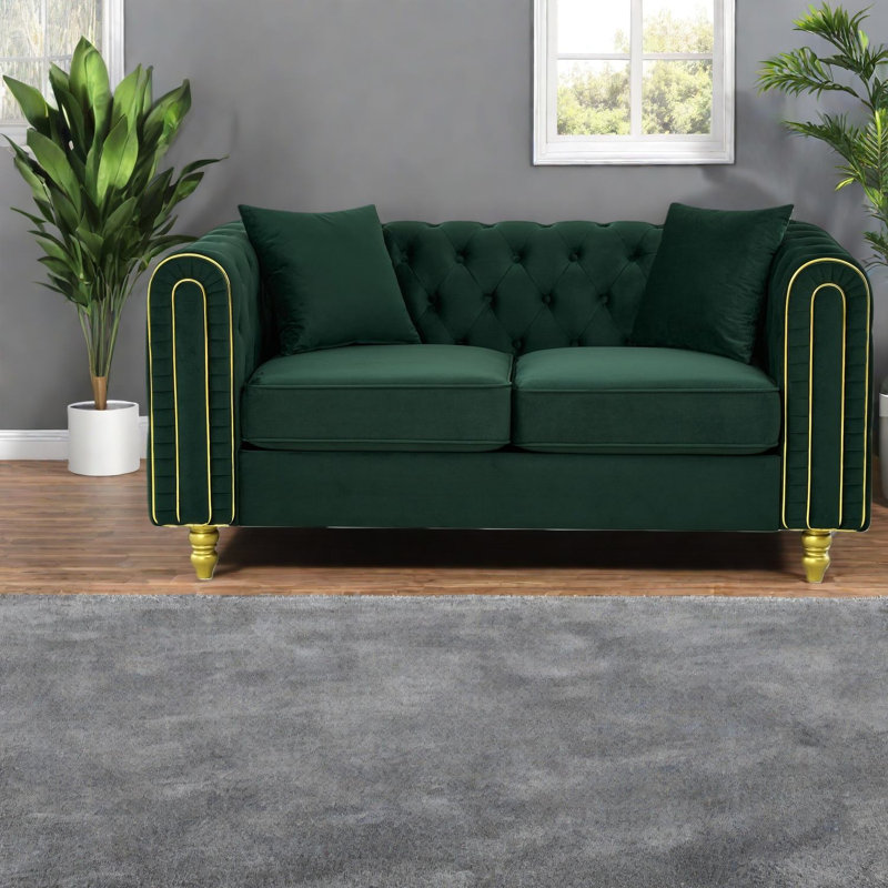 Canapés confortables, causeuse Chesterfield moderne en velours de 63 pouces pour la maison