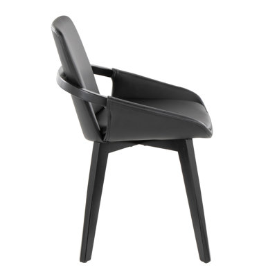 Chaise en bambou noir et similicuir noir