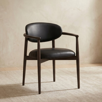 Riven Solid Wood Genuine Leather Dining Chair