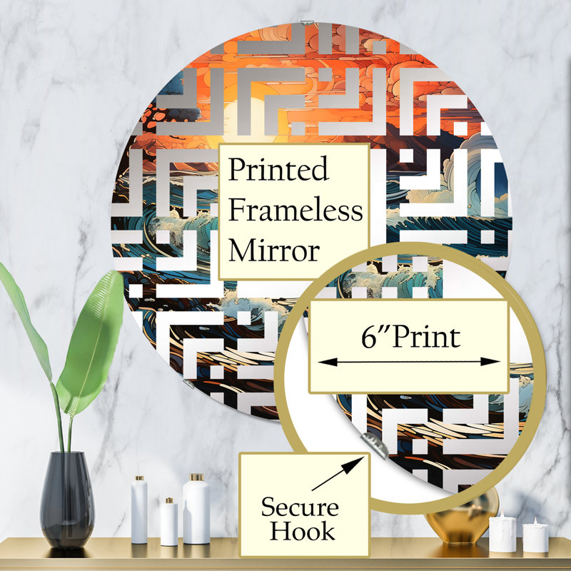 Miroir décoratif Ocean Charm Vivid Wood Cut Effect - Maze-MIR117236, 31,4 po x 31,4 po