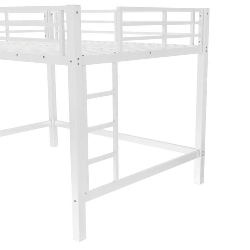 Metal Loft Bed With Easy Climbing Ladders And Sturdy Iron Frame, Queen